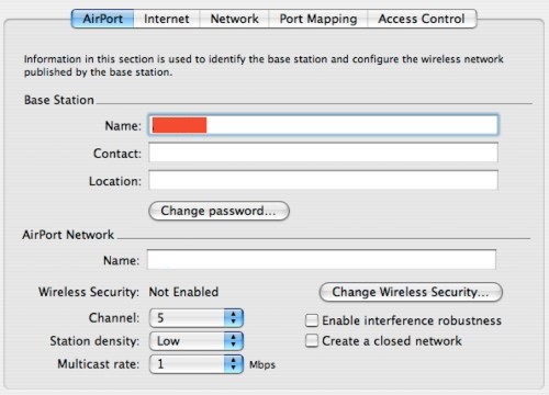 Airport Base Station Admin Utility - Airport Tab