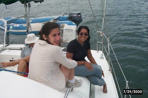 Michelle Hilley and Shoma on Prout Escale catamaran