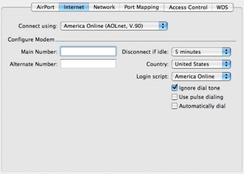 Airport Base Station Admin Utility - Internet Tab