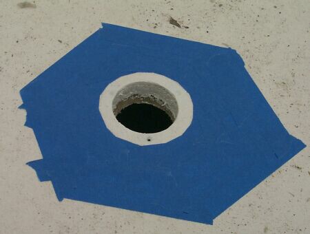 Prepped pump-out hole on Prout Escale catamaran