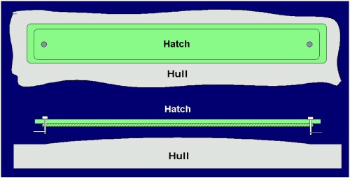 Prout Escale Catamaran hull vs. Hatch shape